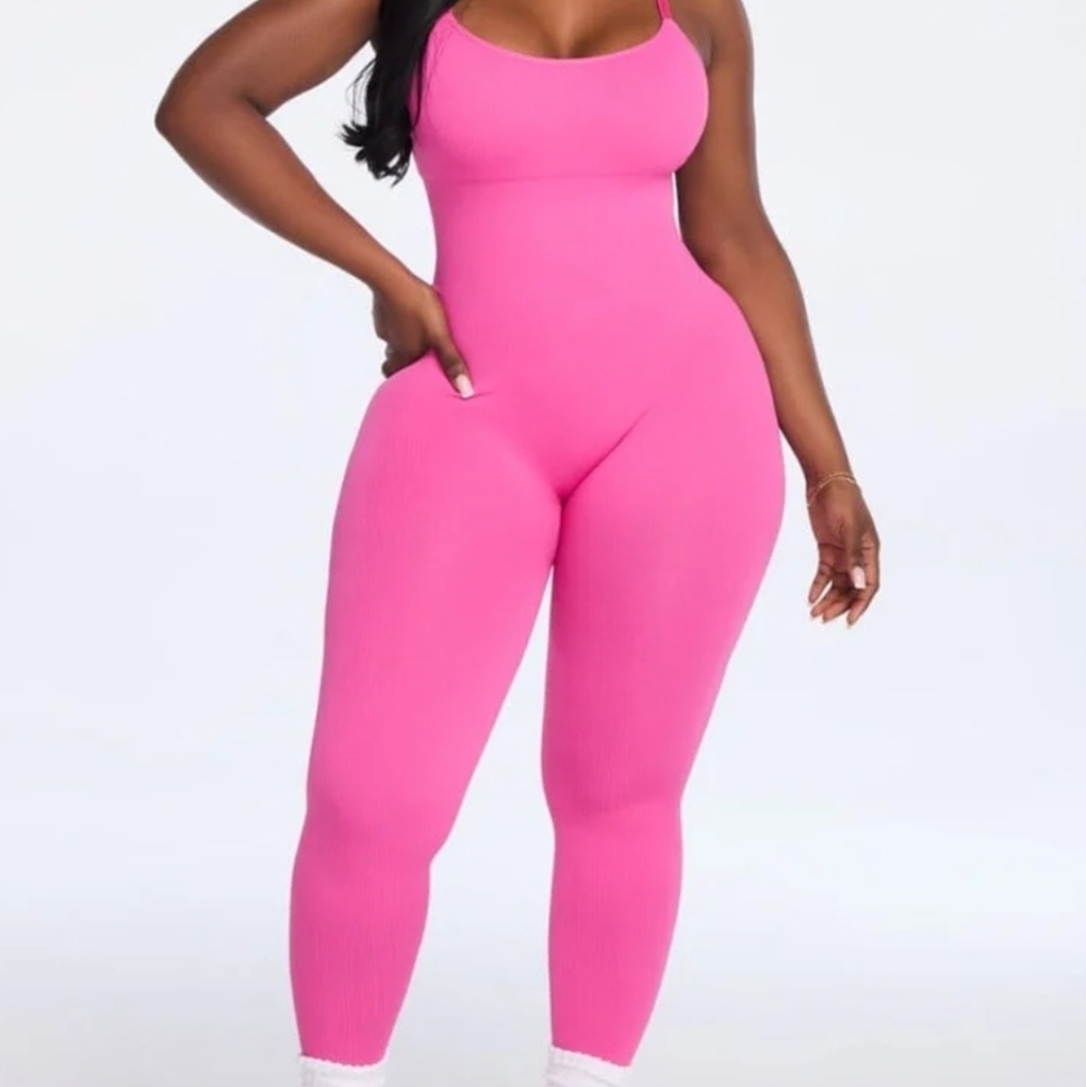 She's Waisted Snatched Knit Seamless Pink Jumpsuit Size XSmall